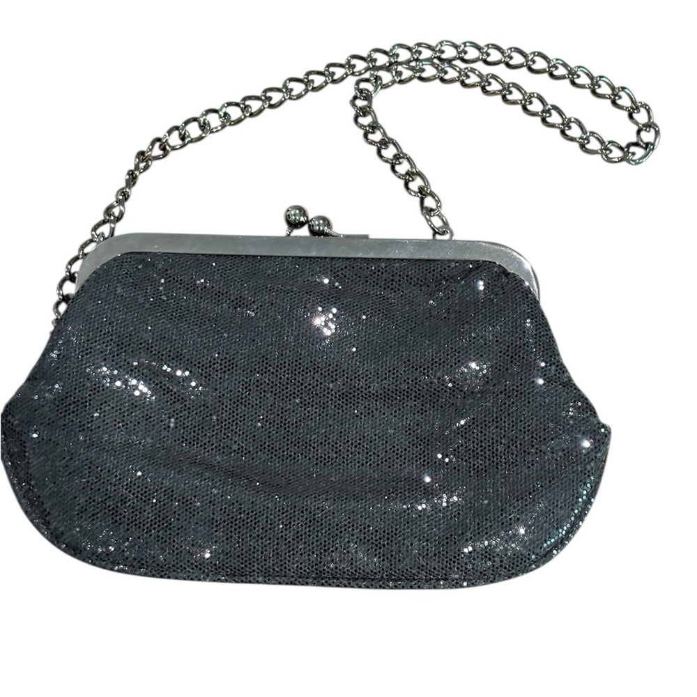 Express Silver and Black Clutch with‎ Shimmering Sequins